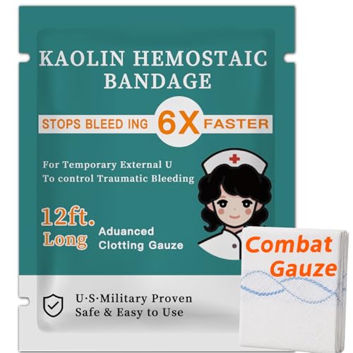 First Aid Hemostatic Gauze Kit - Bleeding Stopper, 3 x 12.5 Inches, Tactical Medical Supplies - Variation 1