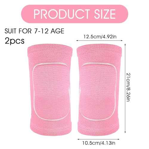 Knee Pads for Kids Suit for Age 7-12 Years, Wrestling Knee Pads Volleyball Knee Pads Thick Sponge Youth Girls Anit-Slip Sport Knee Support Brace for Volleyball Dance Yoga Running Climbing Pink