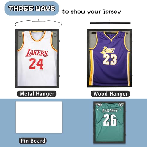 Jersey Frame Display Case - Black Linen Shadow Box for All Sports Jerseys - Standard Pack