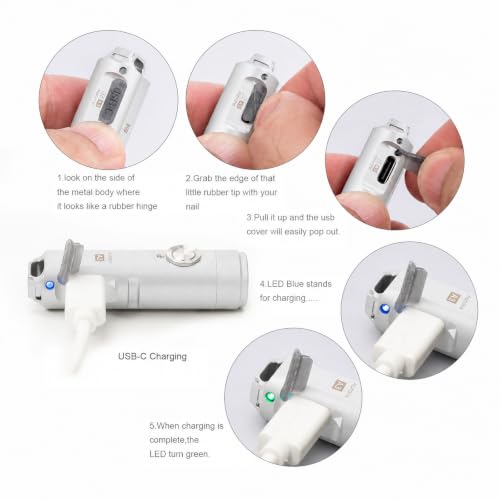 Mini Keychain Flashlight G4-Mao White - Super Bright 650 Lumens, USB-C Rechargeable, Water-Resistant, Compact EDC Light