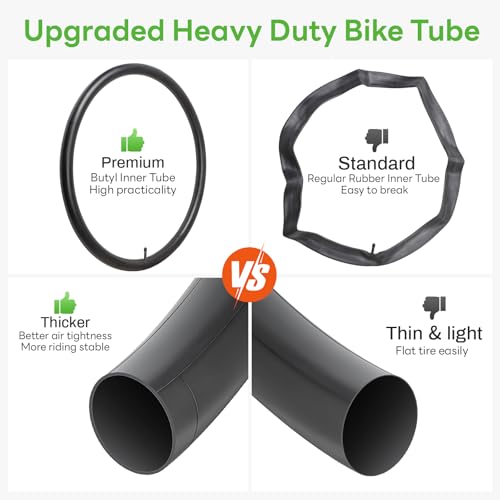 Heavy Duty 24x1.75/2.25 Bike Tube AV32mm Schrader Valve 45/57-507 Inner Tube 24 Inch Compatible with 24 x 1.75 24x1.90 24x1.95 24x2.0 24x2.10 24x2.125 24x2.25 Bike Bicycle Tire Tube 1PC/2PCS