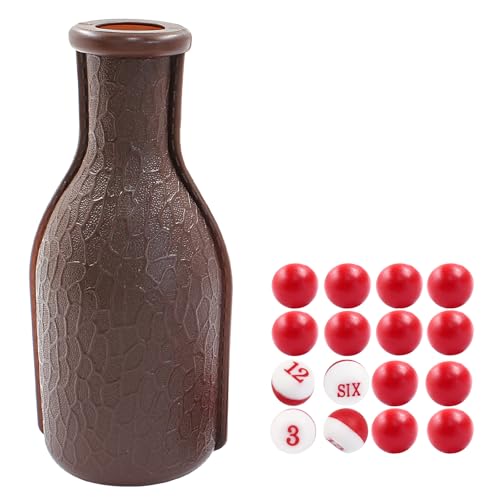 Brown Portable Billiard Pool Shaker Set with 16 Balls and Shaker Bottle