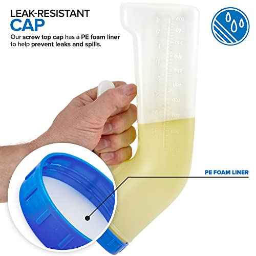 Unisex Urinal Bottle (1 Pack) - Portable Urinal for Women & Men - Female Urinal with Lid - 32 Oz Female Urination Device - Women Pee Funnel Cup for Emergency, Travel, Car & Camping - Stock Your Home
