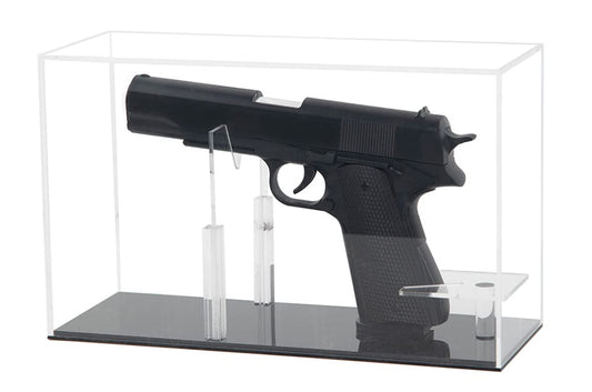 Qinry Gun Display Case Clear Adjustable Acrylic Pistol Box Handgun Revolver Display Case Stand Rack Holder Cabinet