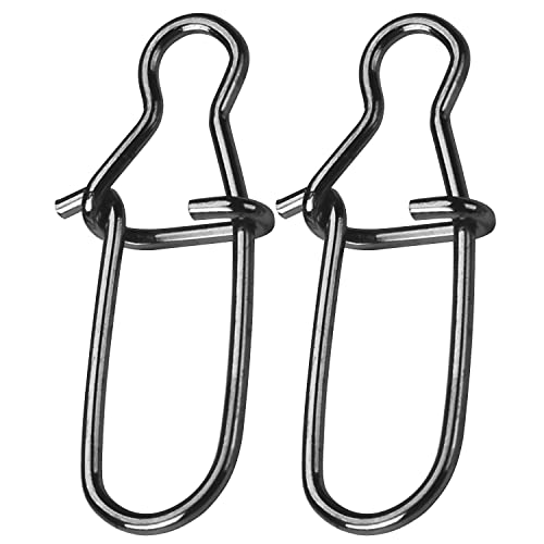 High Strength Fishing Snap Clips Duo Lock Snap Swivels Stainless Steel Black Nickel 110lb 100pcs - Size6