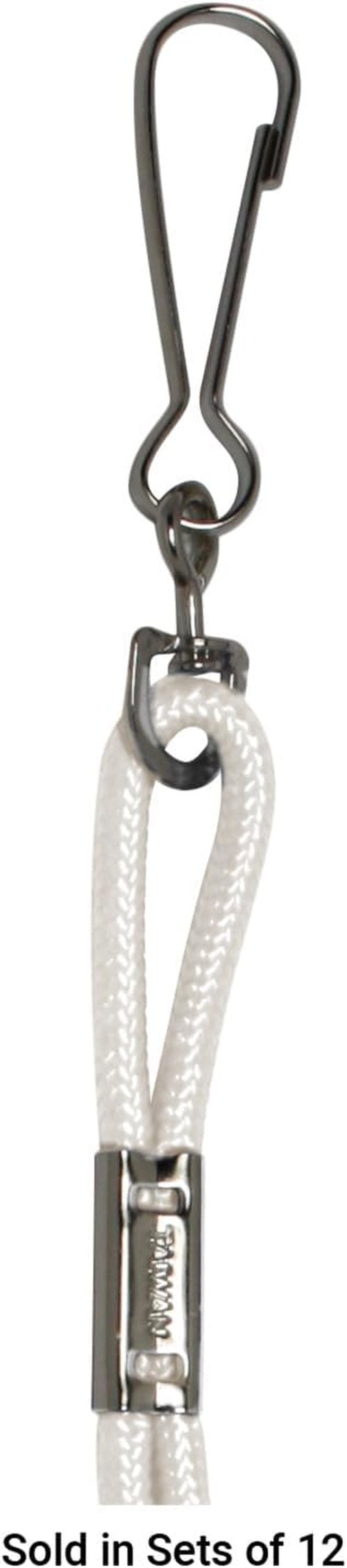 Champion Sports Nylon Lanyards with J-Hook Clip, White - 12 Pack (Poly Bag)