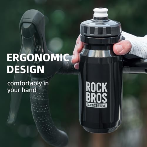 ROCKBROS 20 oz BPA-Free Cycling Water Bottle - Black, Squeeze Drink Bottle