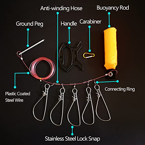 5m Stainless Steel Fish Stringer Kit with Float & 10 Snaps for Live Fish
