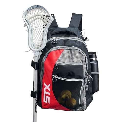STX Lacrosse Sidewinder Lacrosse Backpack, Black/Red