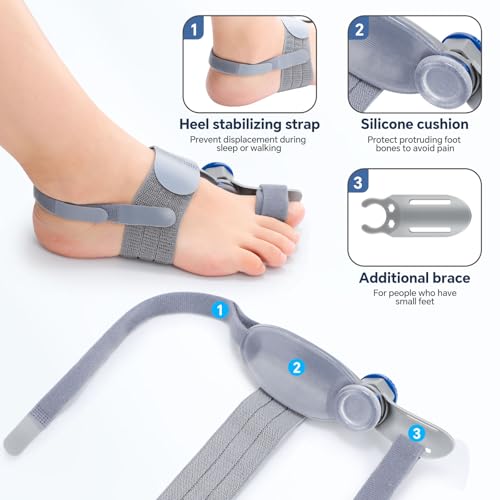Bunion Corrector for Women & Men ? Single Toe Straightener with Adjustable Alignment Knob & Silicone Pad, Day & Night Use, Fits Left or Right Foot