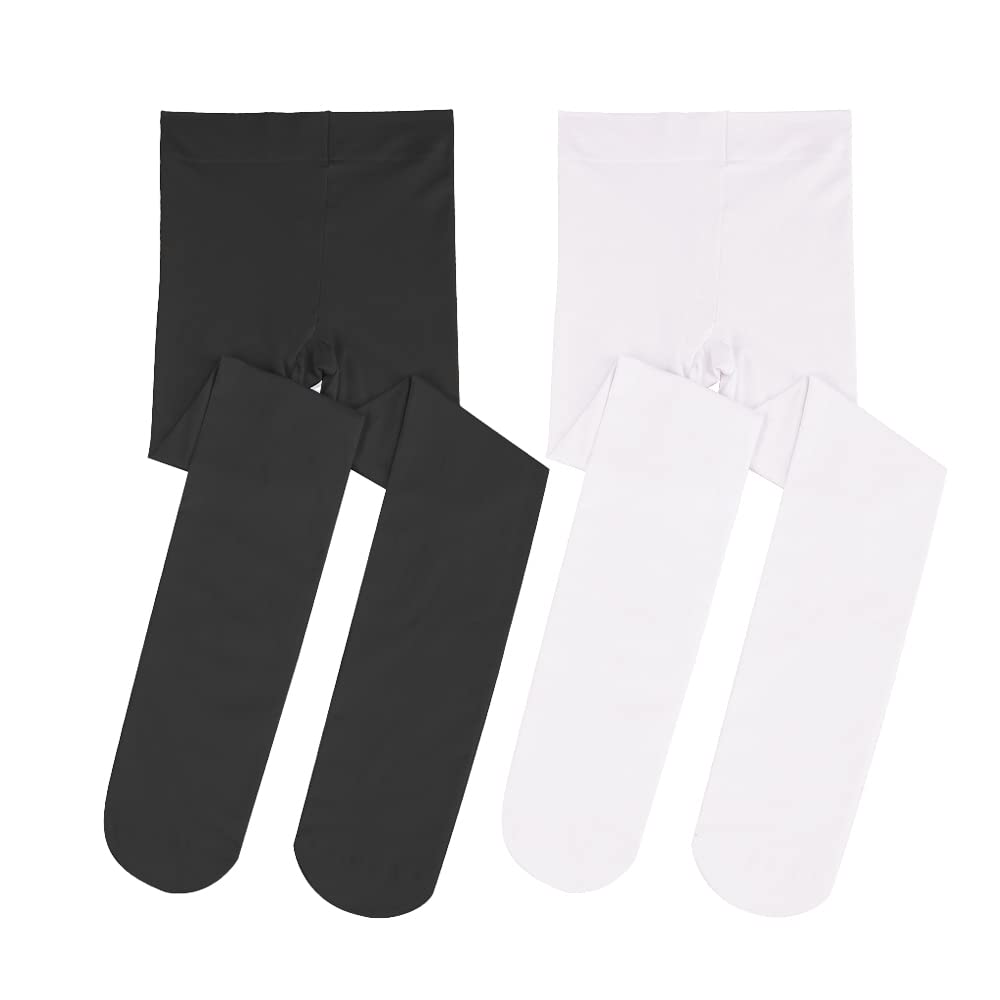 Stelle Girls' Ultra Soft Pro Dance Tight/Ballet Footed Tight(Toddler/Little Kid/Big Kid),BK+WT,M