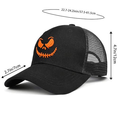 Halloween Hat, Baseball Cap for Men Women,Black Trucker Hats Adjustable