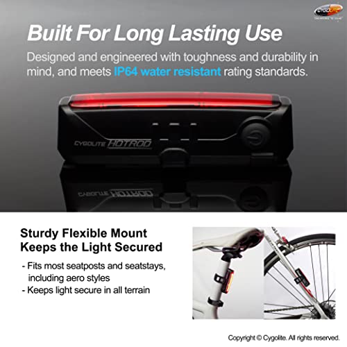 90 Lumen Bicycle Tail Light with Wide Glow and USB Rechargeable - Night & Day Modes