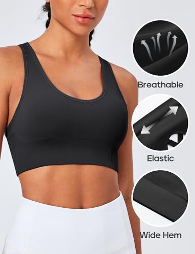 High Support Adjustable Sports Bras for Women - Padded Workout & Yoga Bras Pack