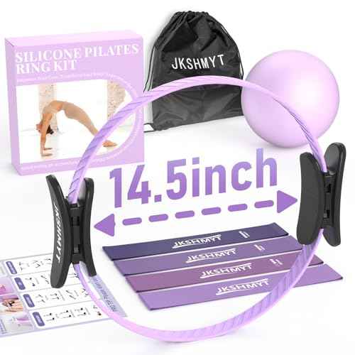 JKSHMYT Pilates Ring Kit, Pilates Equipment ? 14.5" Home Pilates Circle with Pilates Ball, Resistance Bands, Better me Essentials Magic Pilates Set for Workouts