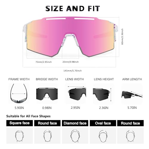 Sunglasses Cycling Glasses TR90 Frame for Men Women, Running Cycling outdoor Sports.