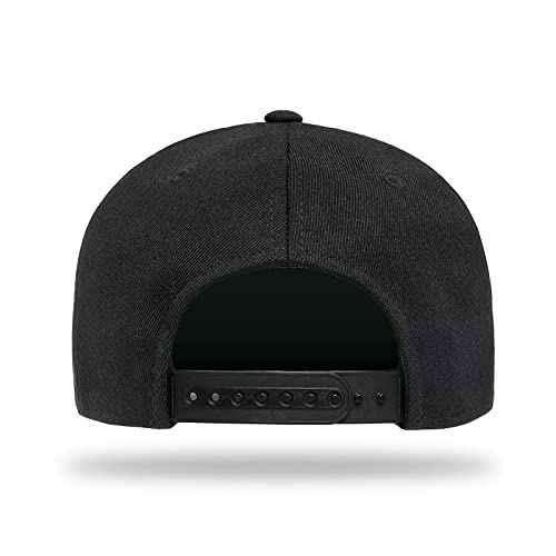 Snapback Hats for Mens Skull Hat Flat Bill Gorras Planas para Hombres Black Snap Backpack Brim Baseball Cap