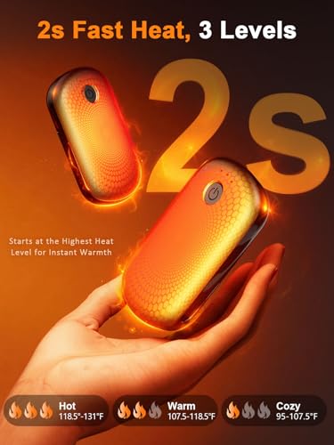 Fovendi Black Rechargeable Pocket Hand Warmers 2 Pack - Portable, 24H Heat