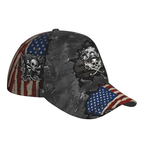THE PIRATE KING Anime Pirate Captain Baseball Cap Skull Print Hat Halloween Baseball Cap Adjustable for Men and Women