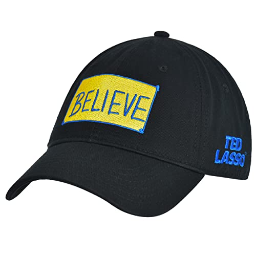 Ted Lasso Baseball Cap - Black Cotton Dad Hat with Embroidered 'Believe' Logo