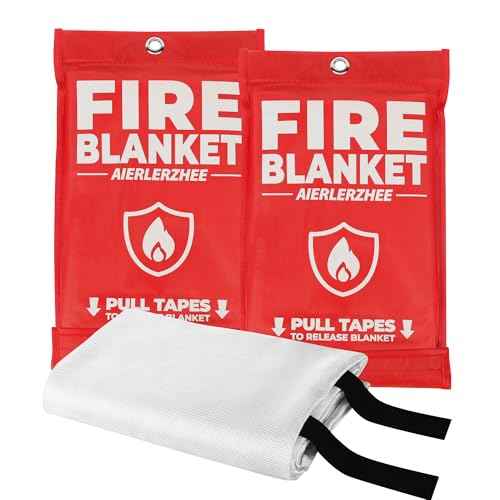 Fire Blanket - 2 Pack 40" x 40" Emergency Fire Blanket for Kitchen and Home,Fireplace,School,Warehouse,Grill