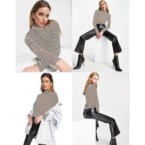PrinStory Womens Tops Long Sleeve Shirts Slim Fit Business Dressy Casual Pullover Tee for 2025 Trendy