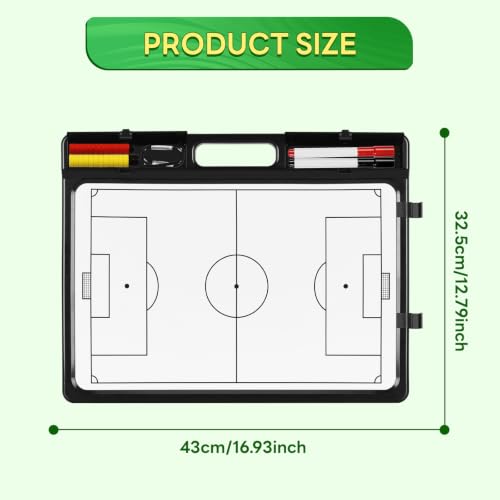 HIGHRAZON Magnetic Soccer Coaching Board - Double Sided Tactical Board for Soccer Training