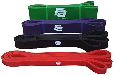 Fit Active Sports Resistance Workout Exercise Bands for Home, Gym, Stretching, Strength Training, Weightlifting, Pull Up Assist - Indoor and Outdoor Use