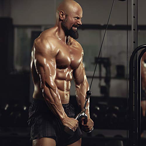 Set of 4 Cable Attachments for Home Gym - Heavy Duty Steel Lat Pulldown & Tricep Handles
