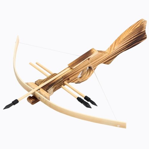 Handmade Wooden Crossbow - Archery Set with 10 Rubber-Tipped Bamboo Wood Arrows, 10 Suction Cup Arrows - Birthday Party Games, Gifts