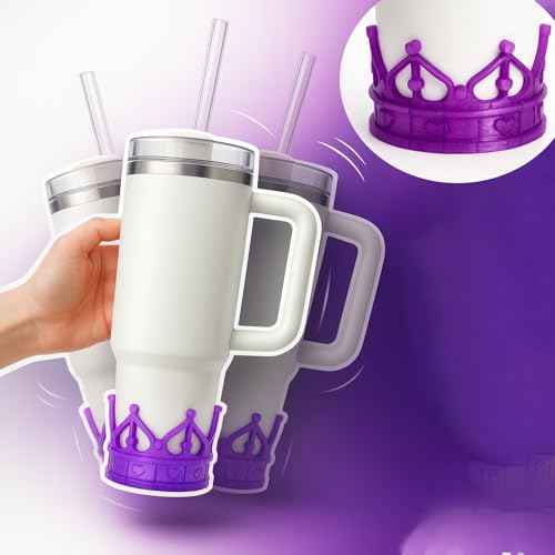 Regal Crown Protective Boot for Stanley Cup Accessories, Sturdy TPU Bottom Sleeve Cover for Stanley Quencher H2.0 40oz & 30oz, Fits Hydro Flask, Simple Modern with 2.9" Base - Purple