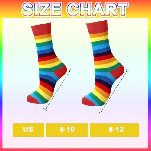Rainbow Striped Socks 6 Pairs Unisex Casual Athletic Cotton LGBT Style - Elegant Colors