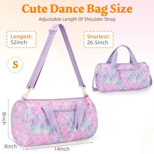 Girls Dance Bag 14 Inch Mermaid Scale Duffle for Ballet Gym & Travel