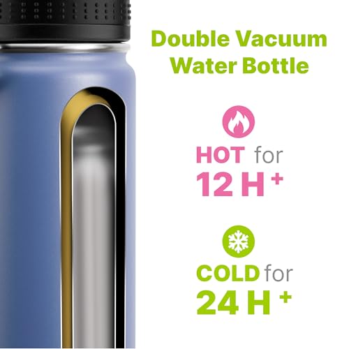 Kids 12oz Water Bottle Set - Royal Blue & Purple Stainless Steel, Insulated, BPA-Free