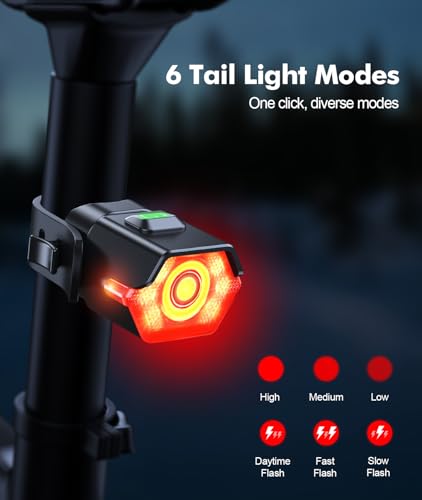 Black 7 LED Bike Lights Set - Front & Rear Bicycle Lights with Adjustable Modes, Waterproof & Rechargeable