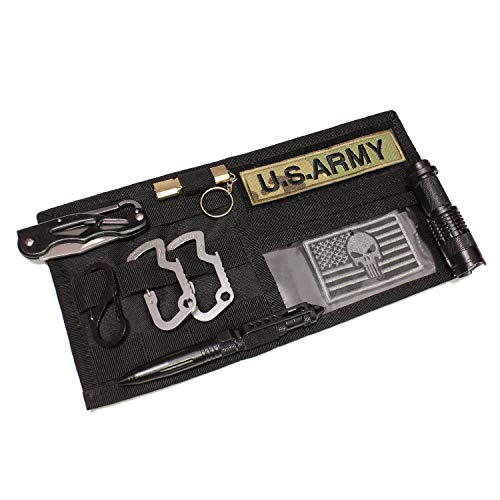WYNEX Car Sun Visor Organizer MOLLE Panel Black Small - Universal Vehicle Storage