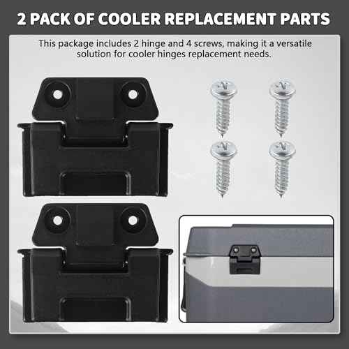 (2 Pack) Coolers Hinge for Igloo 25, 52, 72 Qt BMX Coolers Latch Replacement Parts, Cooler Hinges with Screws for Igloo Cooler Replacement Hinges