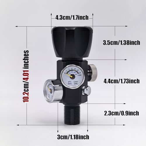 4500Psi 300Bar Fill Station Charging Valve with Dual Gauges & 20-Inch Hose - 5/8-18UNF