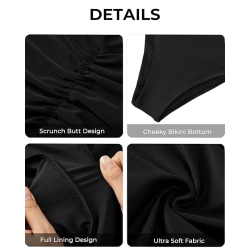 Tempt Me Women High Waisted Cheeky Bikini Bottoms Tummy Control Scrunch Butt Swim Bottom Only