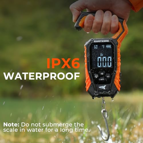 Digital Fish Scale Waterproof IPX6 120 lb Capacity with Large Display - Orange