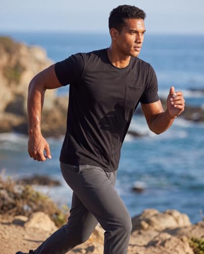 Men's Dry Fit Short Sleeve Pocket T Shirts - Workout Gym Athletic Tees 4 Pack