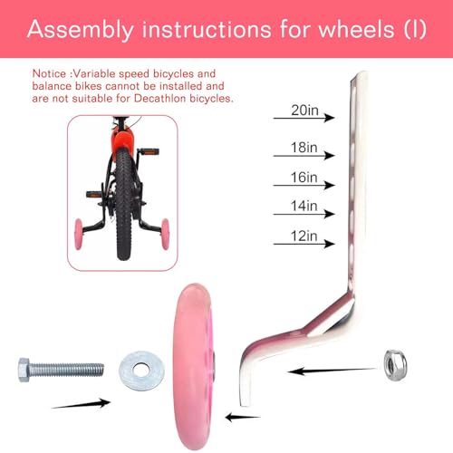 Bicycle Training Wheels Compatible with 12-20 Inch Bikes - Easy Install