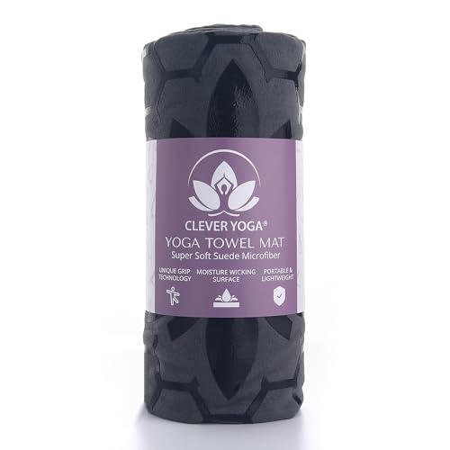 Clever Yoga Non-Slip Hot Yoga Mat Towel - Gray, Single-Sided Microfiber Grip