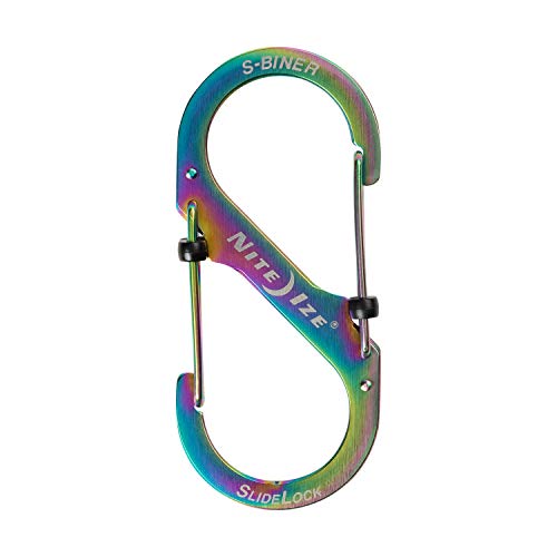 Stainless Steel Locking Carabiner #4 - Spectrum Pack of 2 - Secure Clip