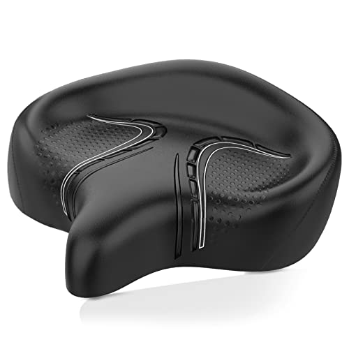 Bluewind Oversized Bike Seat with Backrest Black - Comfort Saddle for E-Bikes & Stationary Bikes