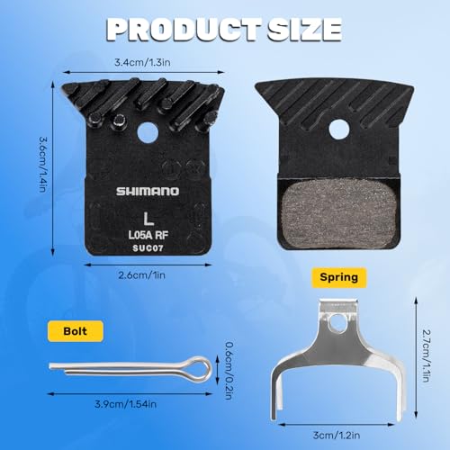 Resin Disc Brake Pads with Cooling Fins and Alloy Back Plate, Compatible with Shimano L05A-RF L02A L03A ? 1 Pair