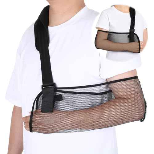 Mesh Arm Shoulder Sling, Breathable Shoulder Immobilizer Shower Adjustable Suitable for Left And Right Arms Comfort Type Men Women Elbow Wrist (Black)