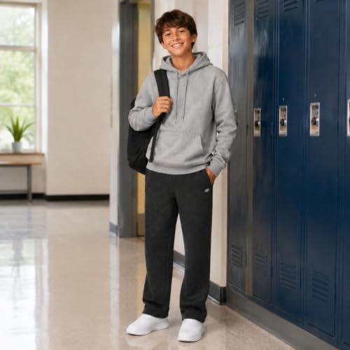 Boys Active Sweatpants 3-Pack - Black, Grey Heather & Charcoal - Athletic Joggers for Kids & Teens