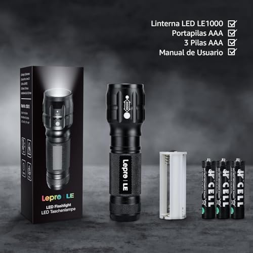 Lighting EVER LED Flashlights High Lumens, Small Flashlight, Waterproof, Adjustable Focus Flash Light for Outdoor, Emergency, Camping, AAA Batteries Included, 2 Pack