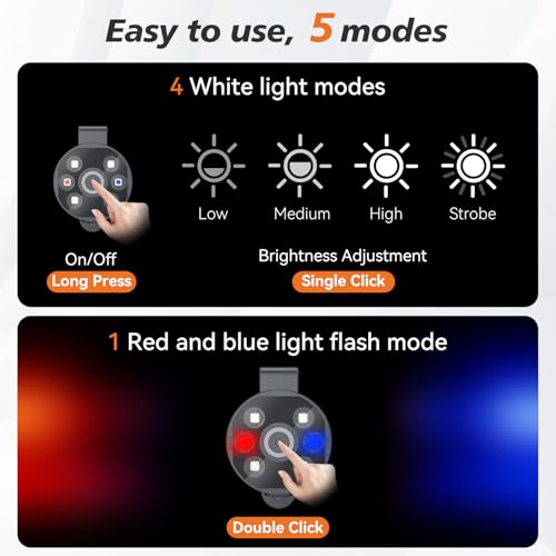 [2 Packs] Clip On Flashlight Work Light With Magnet Beanie Hat & Skull Cap Running Lights For Runners Safety Light Warning For Night Walking Headlamp Rechargeable LED Wearable Light For Vest -Black